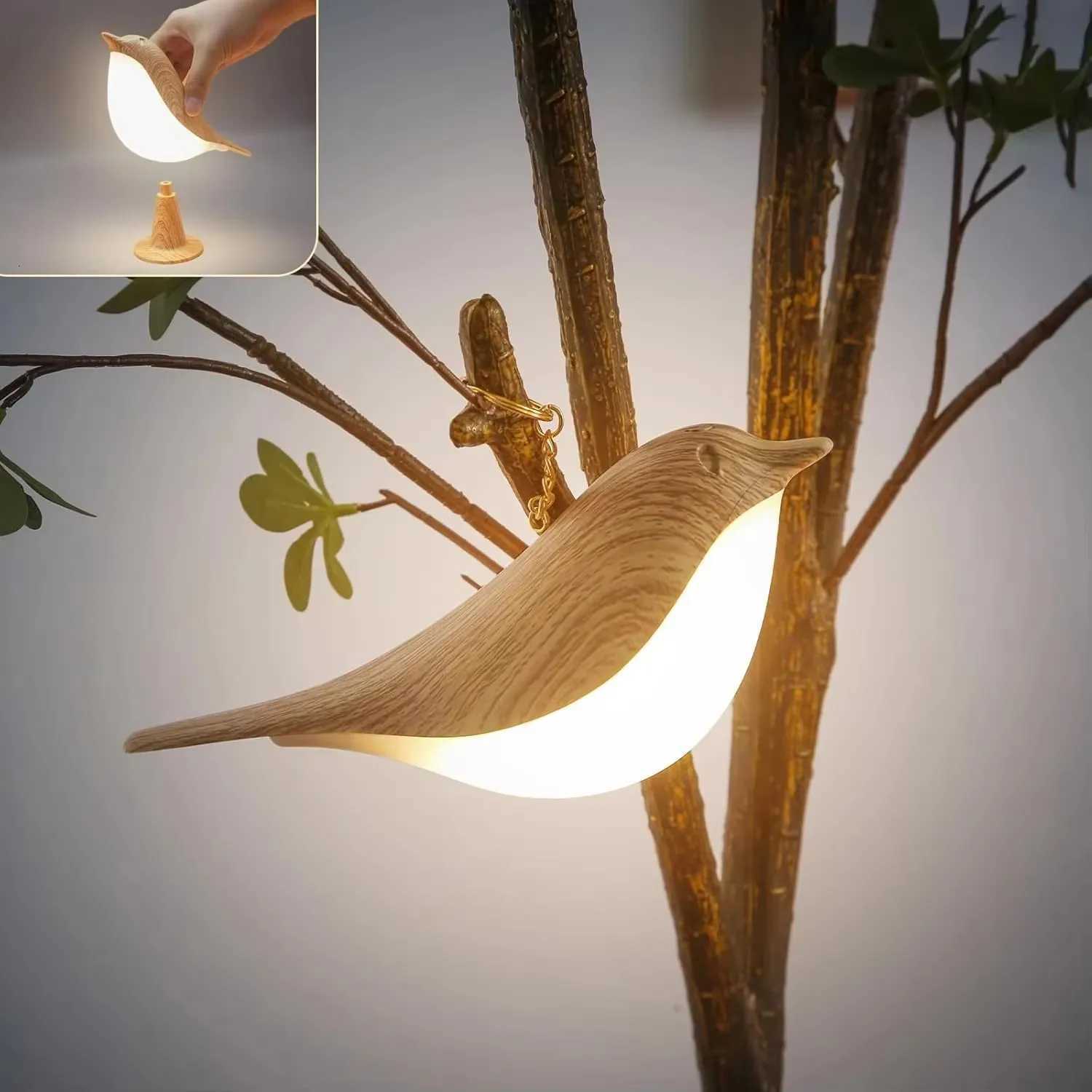 3 Colors Wooden Desk Lamp Bedside Lights Decoration Bird Night Lights LED Touch Switch Rechargeable for Bedroom Interior Lighting XJ250725