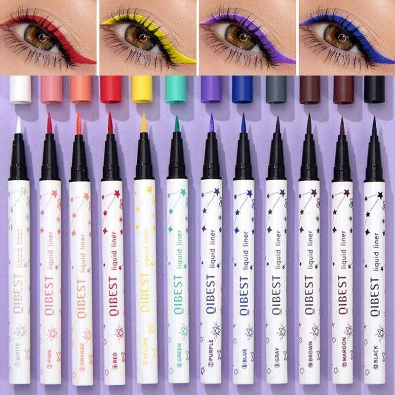 Liquid Black Waterproof Eyeliner Pencil Long-Lasting Colorful Eye Liner Makeup Pen Quick-Dry No Blooming Cosmetics 1pc X250726
