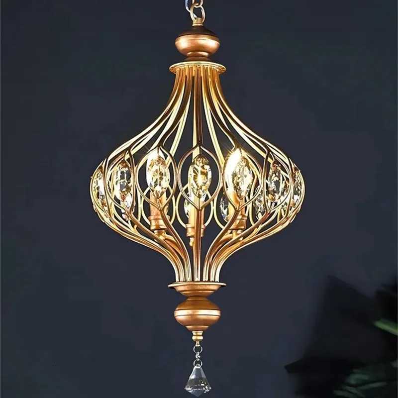 Retro Simple Crystal Led Pendant Lights for Dining Room Food Tables Bedroom Designer Chandelier Home Decor Chandeliers Lighting FixturesXJ250725