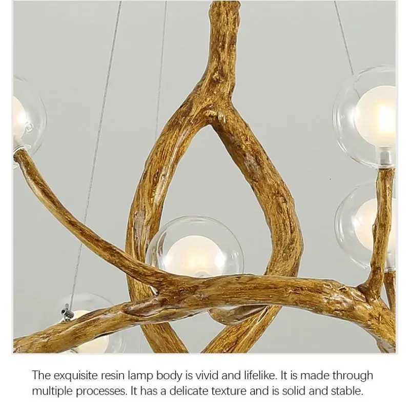 Tree Branch Chandelier Lustre Salon Design Antique Vintage Lamp Glass Lampshade Resin Lamp for Living Room Dining Table LightXJ250725