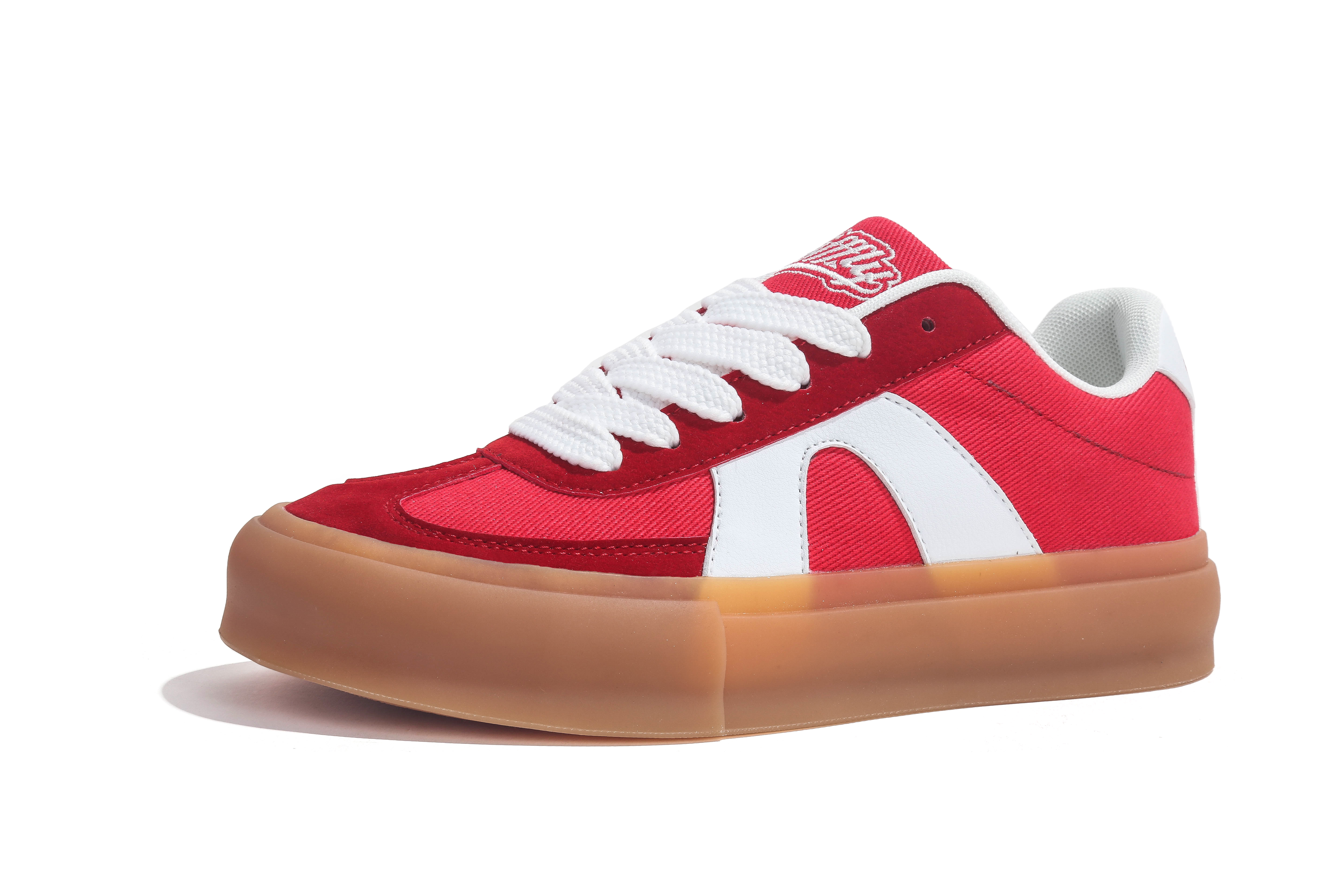 Jifffly red German training shoes for women 2025 new summer vintage versatile thick sole high-top commuter student plimsolls