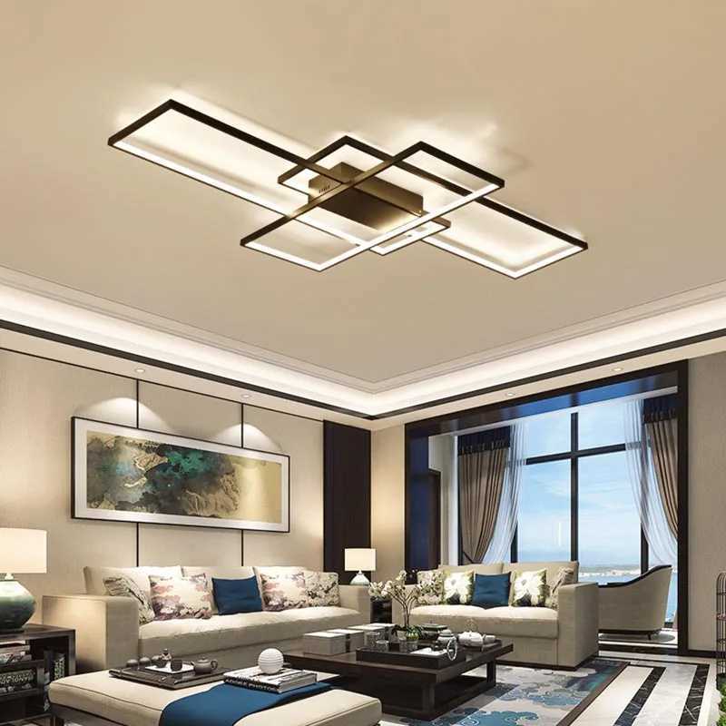 Smart Home Alexa Black/White LED Ceiling Chandelier for Living Study Room Bedroom Aluminum Modern Led Ceiling ChandelierXJ250725