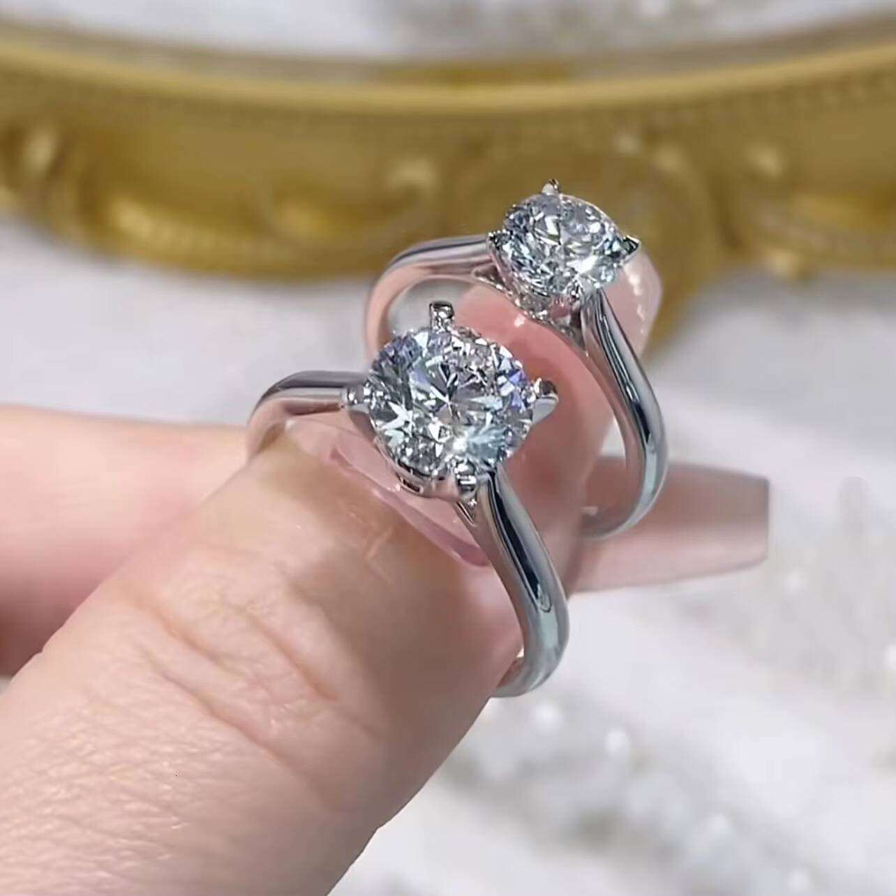 14K White Gold VS DEF Color IGI Certificated 1CT 2CT Solitaire CVD Diamond CVD Lab Diamond Ring