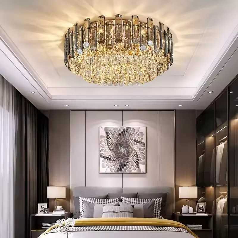 Nordic LED Crystal Ceiling Chandeliers Gold Luxury Lighting Dining Living Room Bedroom Island Light Indoor Ceiling Hanging Lamp XJ250725