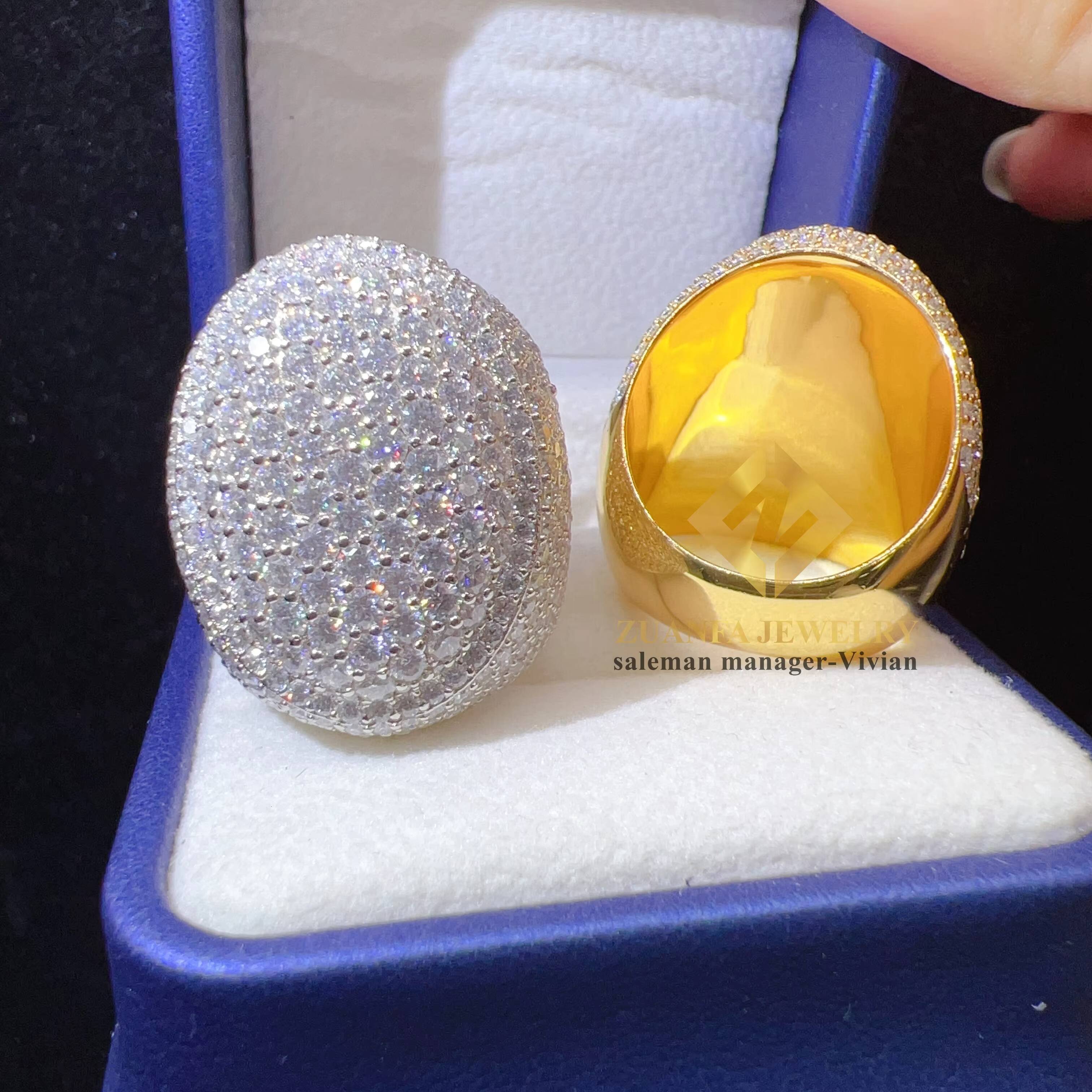 Luxury Hip Hop Men Diamond Vvs Moissanite Rings Sterling Silver 925 Fine Jewelry Iced Out Ring