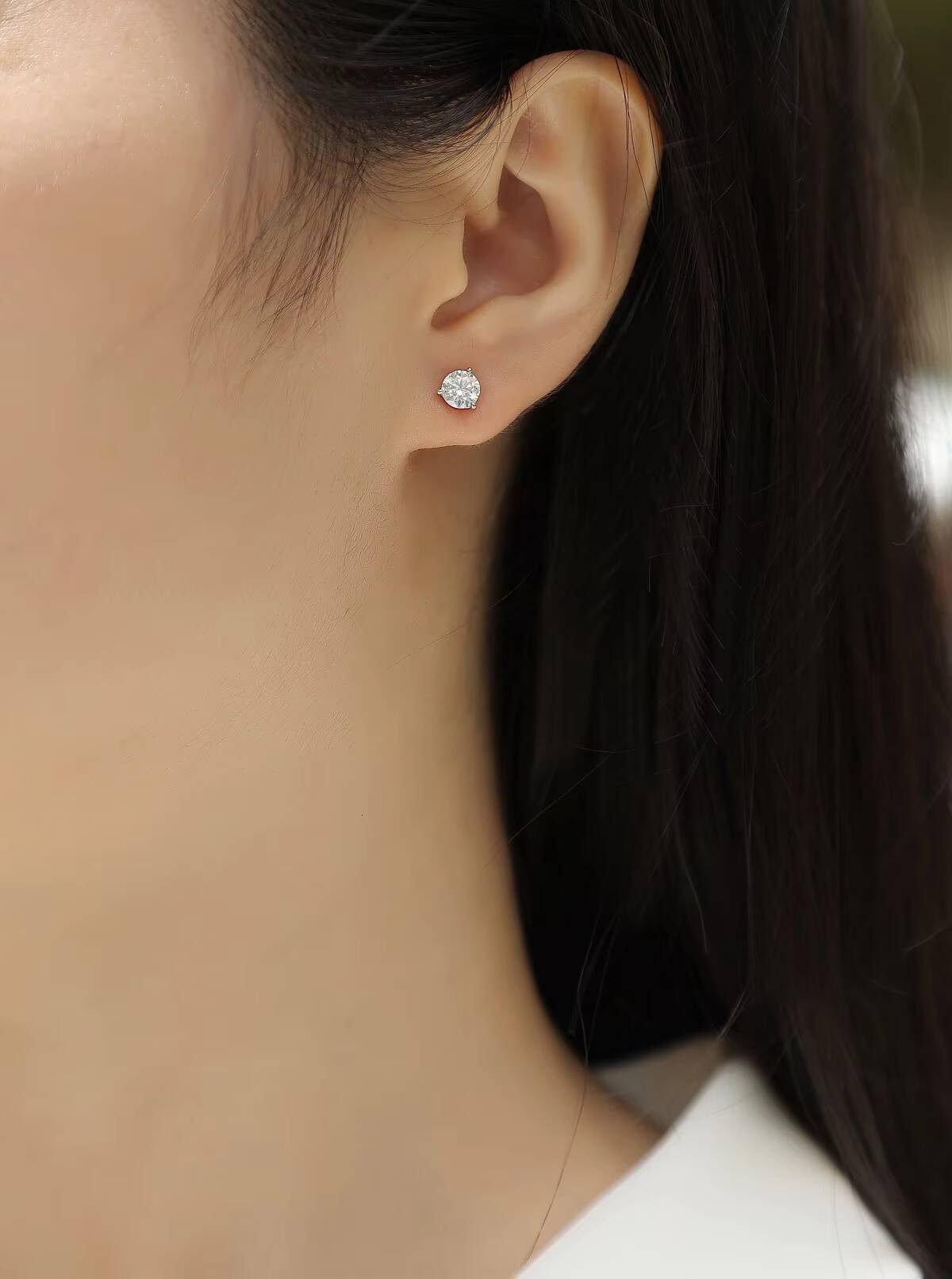 Wholesale Solid 925 Silver Moissanite Earrings 1ct 2ct 3ct GRA Certified VV1 D Color Earring Moissanite Jewelry Stud Earrings