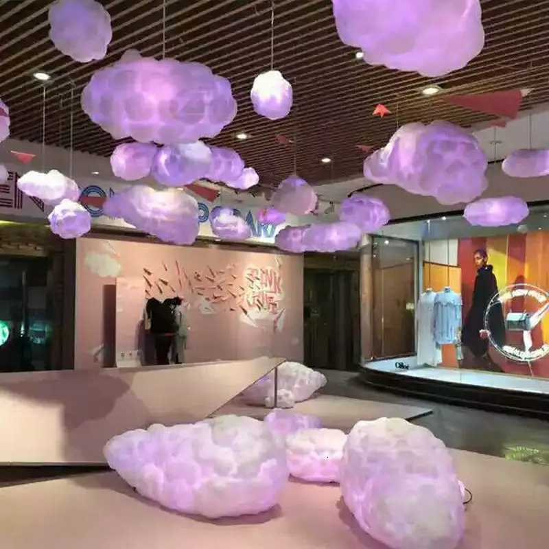 Different Shape White Clouds Chandelier Light Silk Cotton Cloud LED Suspension Hanging Lamp for Kids Room Nursery SchoolXJ250725