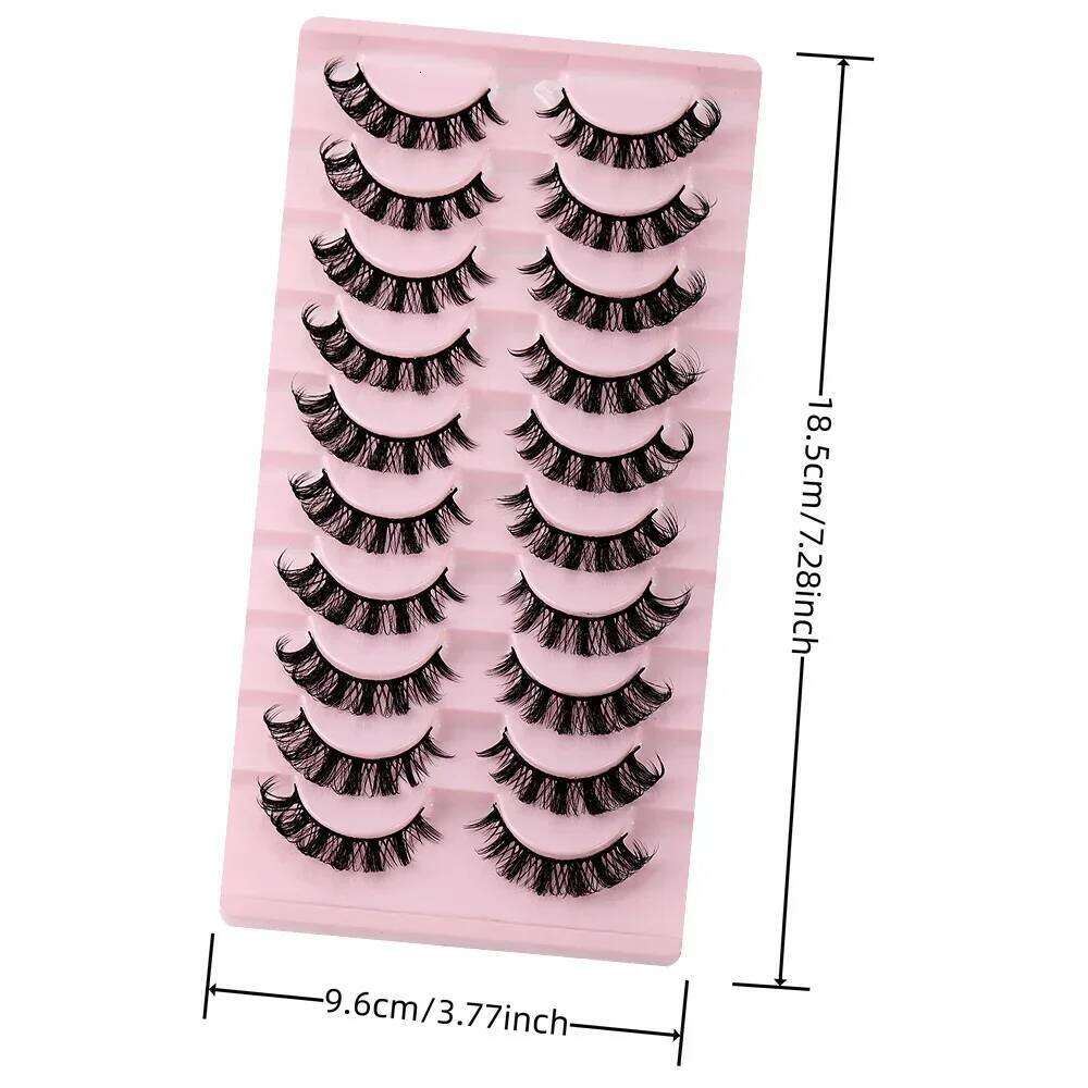10 Pairs Strip D Curl Natural Look Fluffy Volume Wispy Russian Lashes 3D Effect Fake Eyelashes X250725