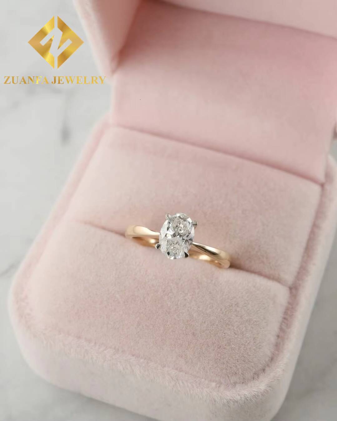 Hot Sale Custom Design 14K Solid Gold 4carats Vvs Diamond Engagement Moissanite Rings for Women