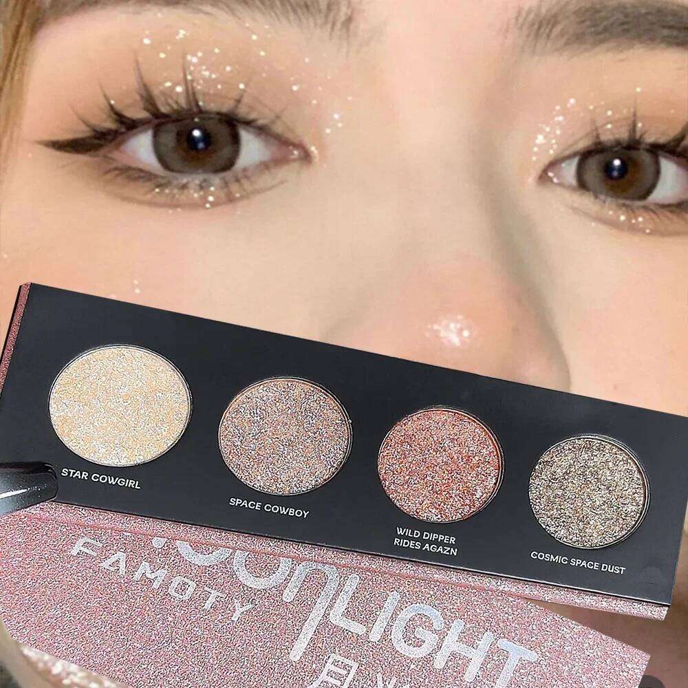 Dia Four Color Highlighter Palette Glitter Shimmer Eye Shadow Sier Moonlight Brightening Lying Silkworm Face Body Makeup