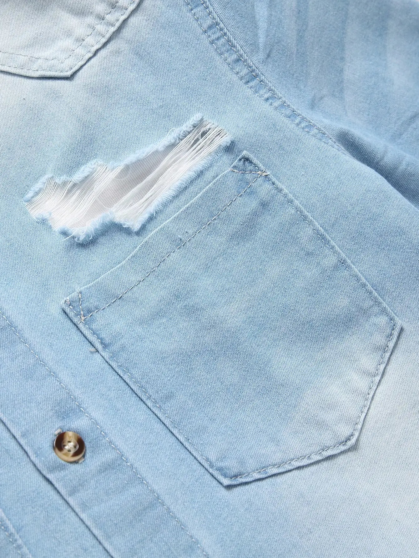 Mens summer blue shortsleeved denim shirt Regular size Casual trendy street style 250725