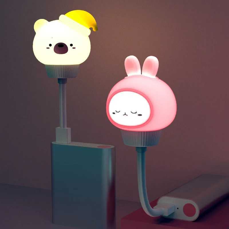 USB Night Light LED Cute Cartoon Night Lamp Bear Chick Kitten Remote Control for Baby Kid Bedroom Decoration Bedside Lamp XJ250725