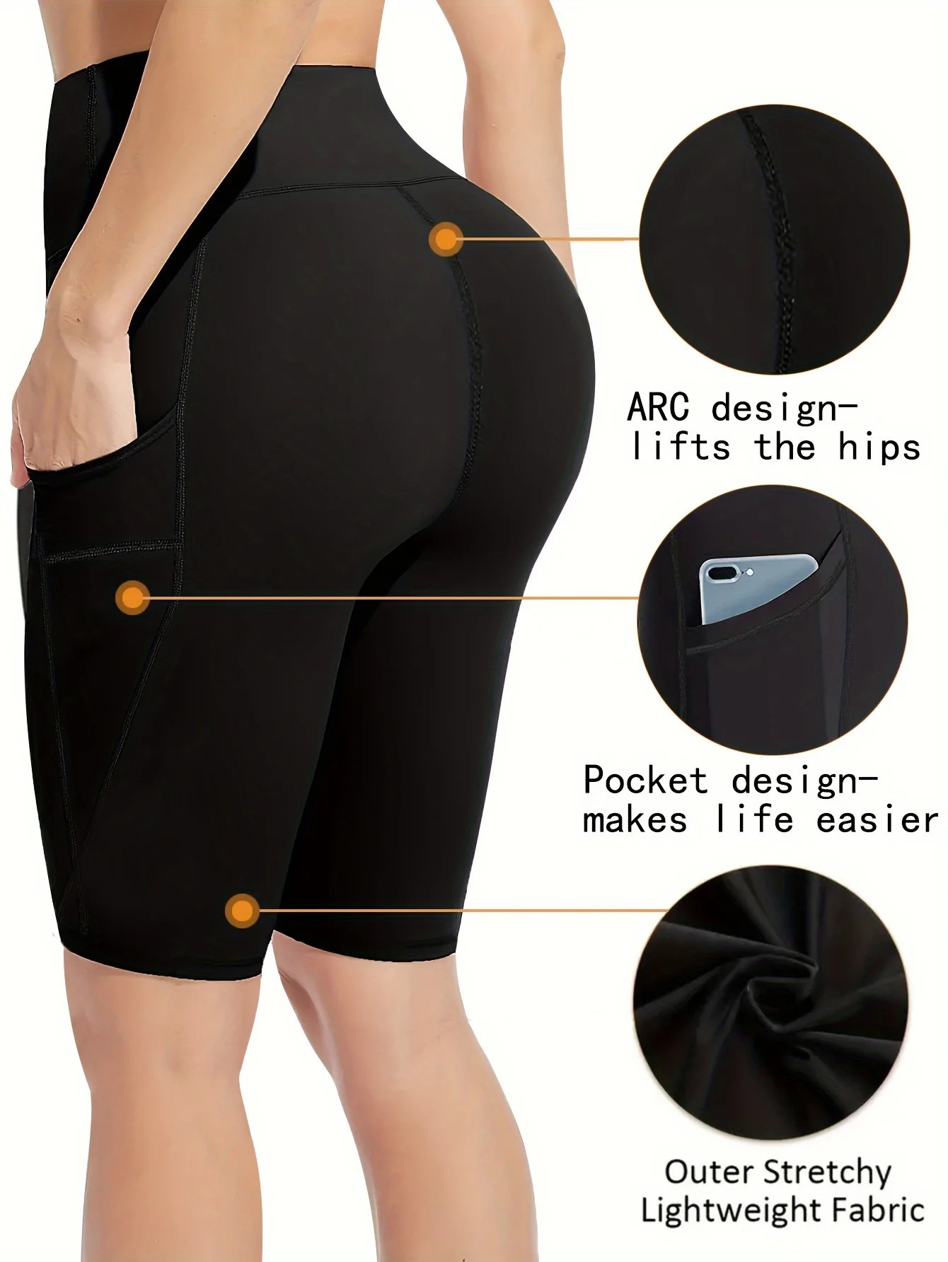 Pocket high waisted leggings yoga cropped pants fitness workout clothes abdominal control shorts 250725