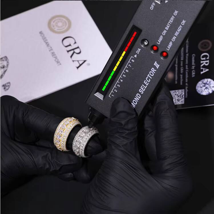 Iced Out Hip Hop 925 Silver Pass Diamond Tester 5 Rows VVS Moissanite GRA Rapper Dazzling Sparkly Eternity Band Ring for Men