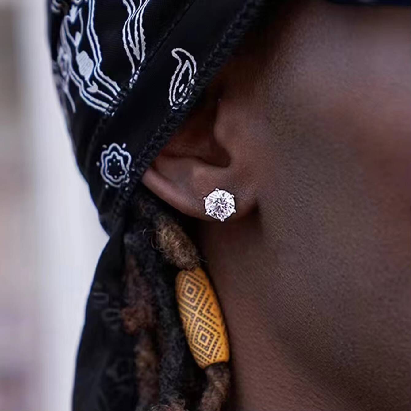 925 Silver 30 Minutes-2 Carat Classic 6 Claws Moissanite Earrings Male Female Hip Hop Rock Birthday Anniversary Gift for Couples