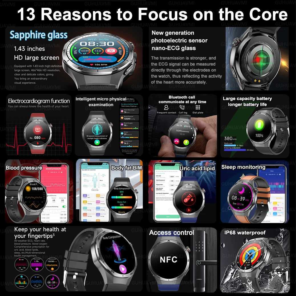 New For Huawei Xiai ECG+PPG Smart Watch HD AMOLED Screen NFC Sport Tracker Vo Call Health Waterproof Smartwatch Men Wen X250726