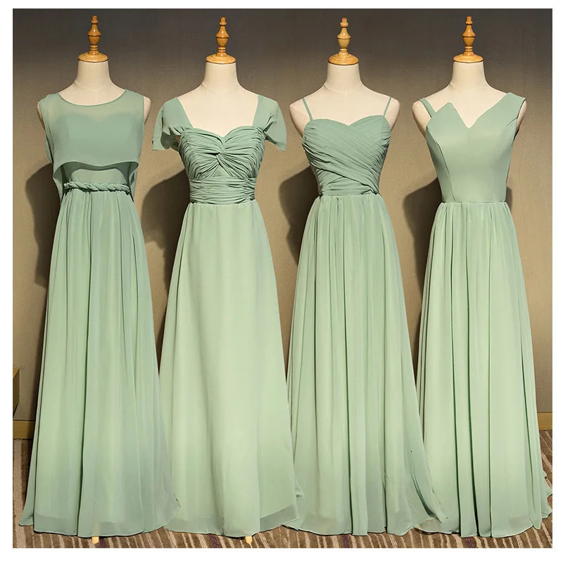 Green Bridesmaid Dresses Wedding 2024 Summer Chiffon Beach Group Gown 250725