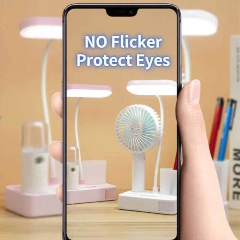 Rechargeable Table Lamp for Study Desk Lamp Reading Light Led Table Light with Fan Led Clock Display Reading Lamp XJ250725