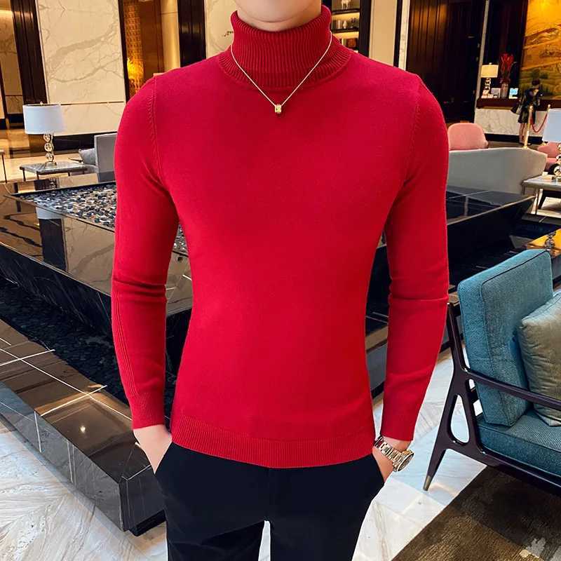 Turtleneck Sweater Men Clothing Autumn Winter Plain Color Long Sleeve Mens Casual Sweaters Slim Fit All Match Pull Homme 3XL-M Z250725