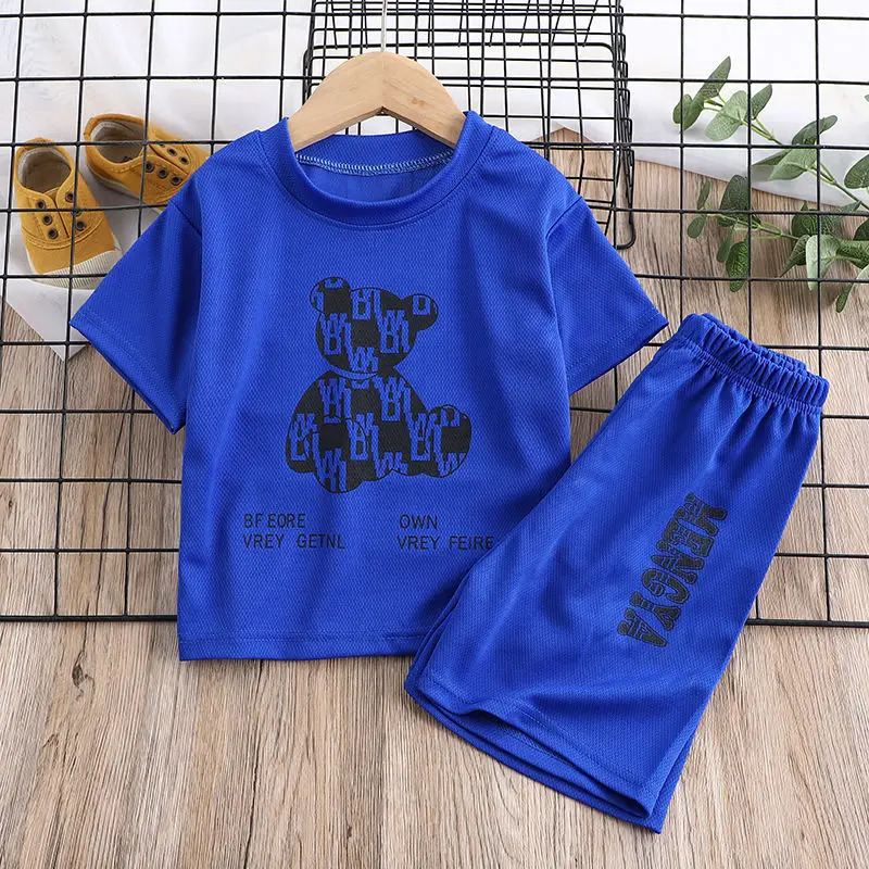 Summer Baby Girls Clothes Set Breathable Cartoon Bear Printed TShirts And Shorts 2PCS Suit Children Boy Top Bottom Tracksuits 250725
