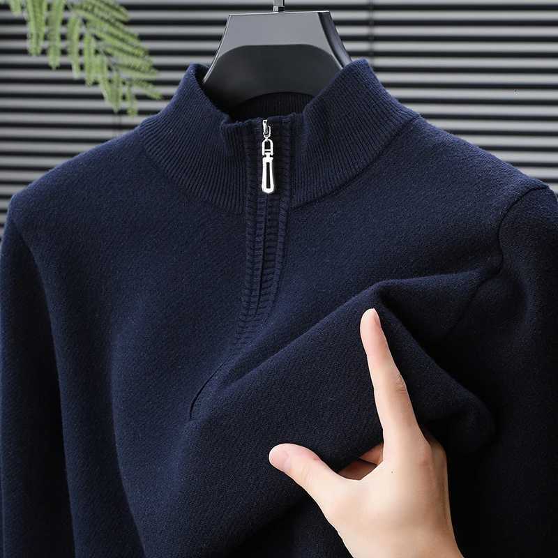 New Sweatwear Mens Turtlenecks Sweaters Knit Pullovers Solid Color Long Sleeved Sweater Male Oversize Zipper Basic Coats Jumper Z250725