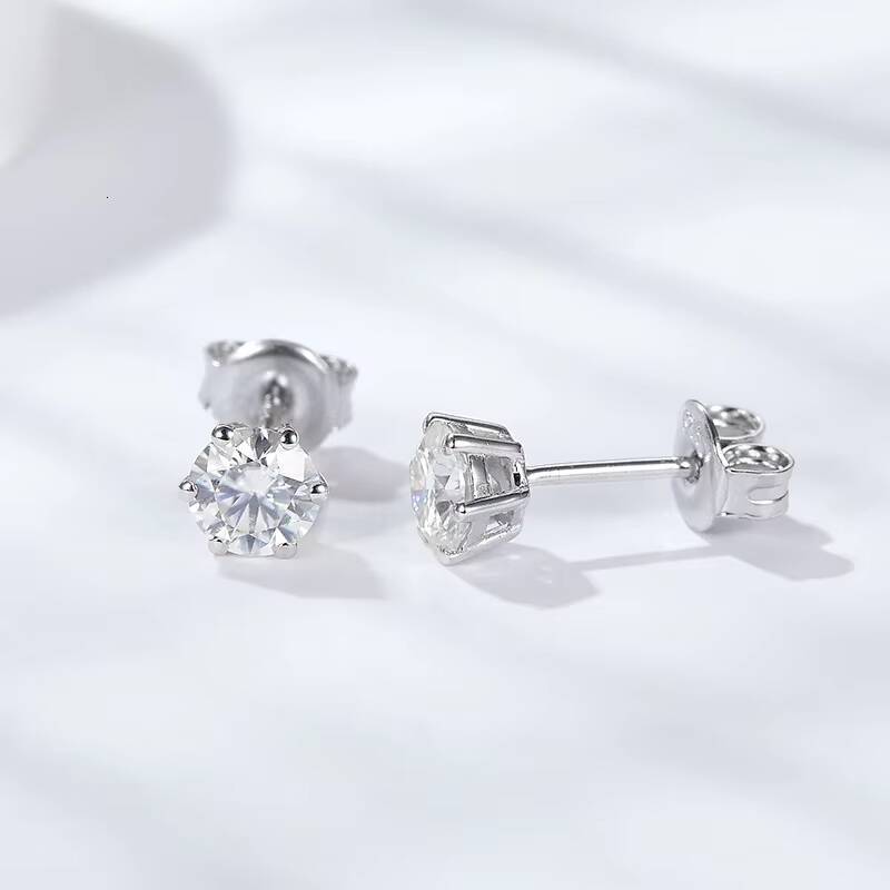 Wholesale Price Moissanite Diamond Stud Earrings White Gold Silver 925 D VVS Clarity for Pretty Girls
