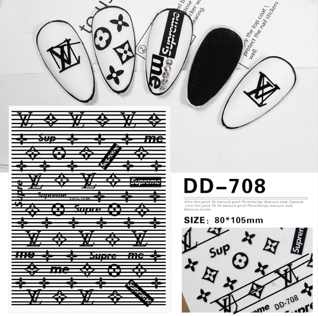 Trendy nail art stickers luxury brands petite and chic style Japanese high-end nail accessories