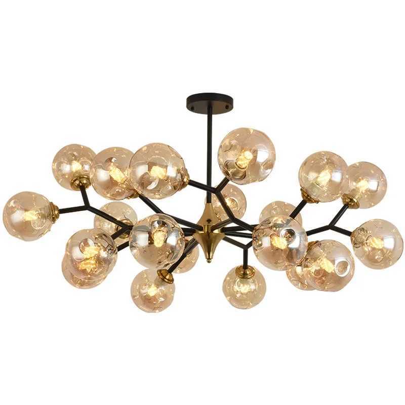 Nordic LED Ceiling Chandelier Glass Ball Black Pendant Lights Home Decor Hanging Chandeliers Fixture for Living Dining Room Bedroom XJ250725