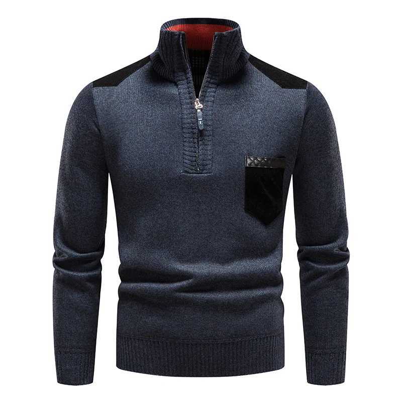 Top Quality Mens FLeece Sweater Half Zipper Up Autumn Winter Turtleneck Y2K Sweatshirts Jumpers Male Brown Shirts Z250725