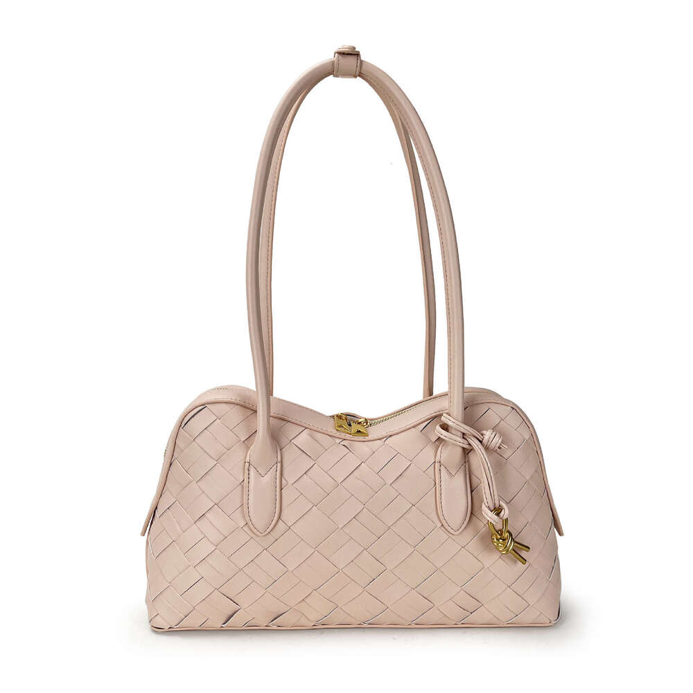 2025 New Women Cowhide Woven Handbag Single Shoulder Pillow Versatile Large Capacity Tote Bag