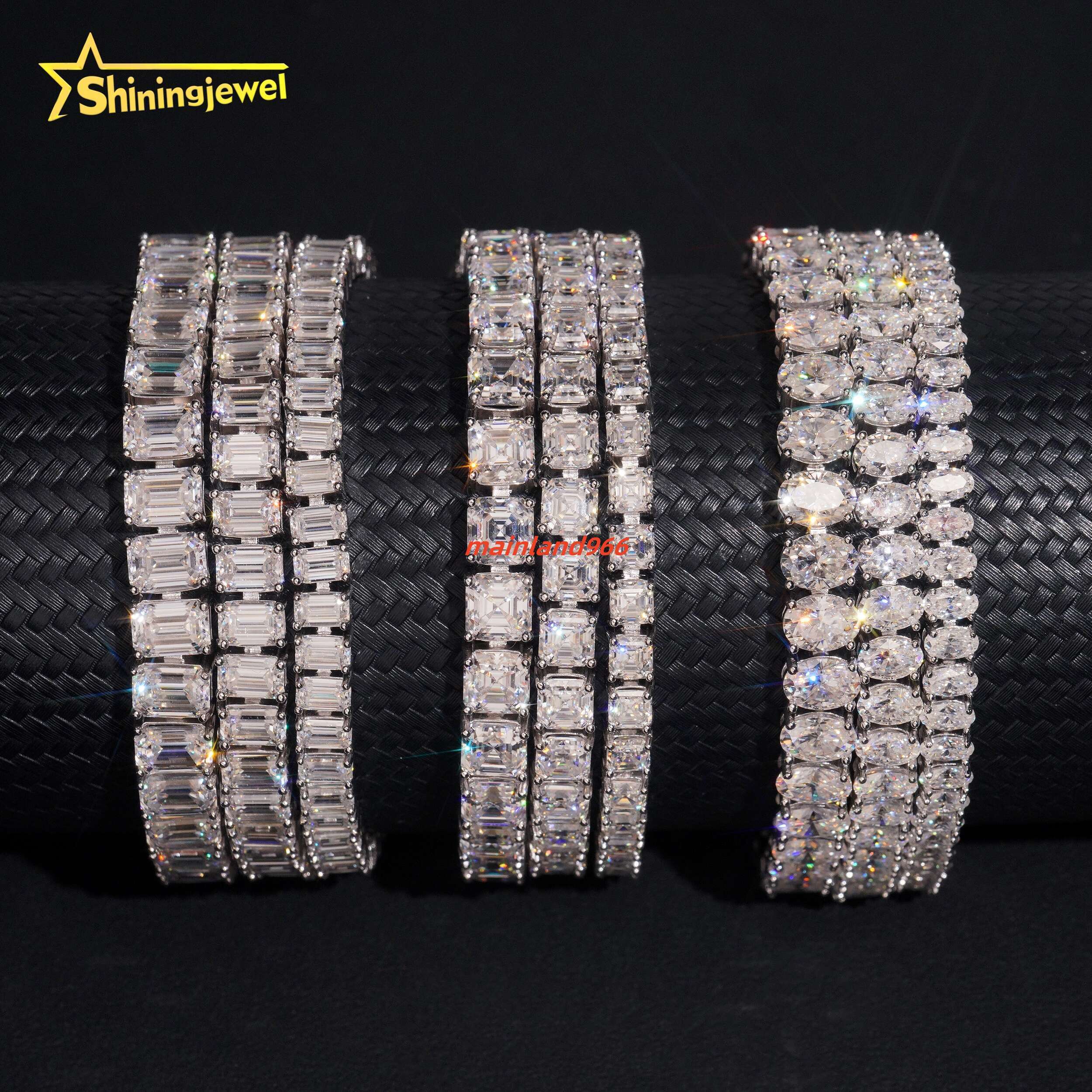 Iced Out Bracelet Men Luxury Hip Hop Fancy Cut Moissanite Bracelet Collection Fine Jewelry 925 Silver Tennis Bracelet Daily Wear