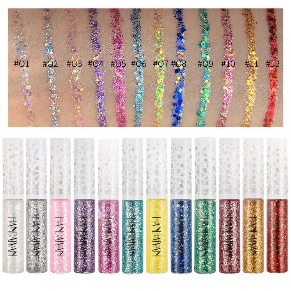 10/12 Colors Matte Eyeliner Set Glitter Makeup Waterproof Colorful Liquid Crystal Dia Eye Liner Pen Gel Make Up Cosmetics X250726