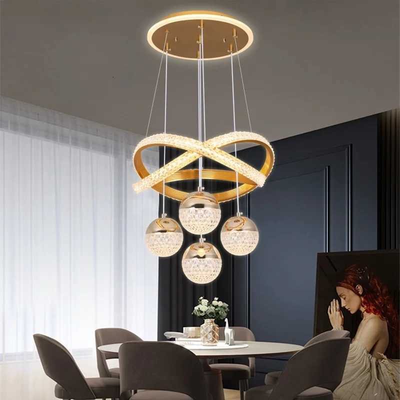 Modern Dining Room LED Chandelier Lighting Three LED Colors Nordic Restaurant Lighting Living Room Chandelier Hanging Lamp XJ250725