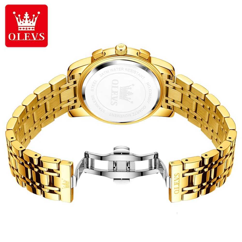 OLEVS Top Luxury Brand Mens Watches Moon Phase Chronograph Quartz Watch for Man Gold Stainless Steel Luminous Watch X250726