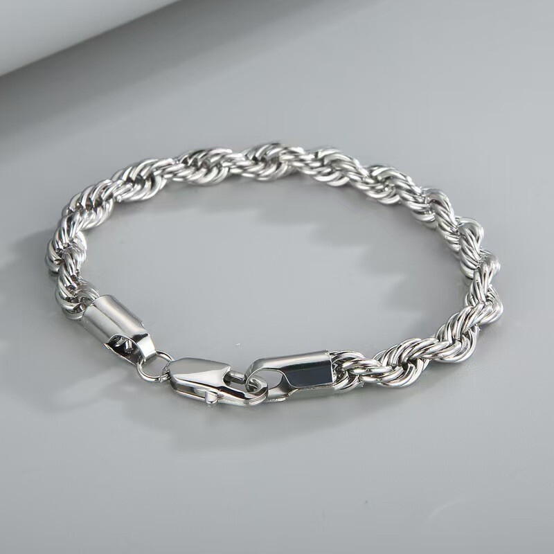 Titanium Jewelry Gold Two-tone Braided Chain Unisex Stainless Steel Bracelet Hand Accessory ddmythur