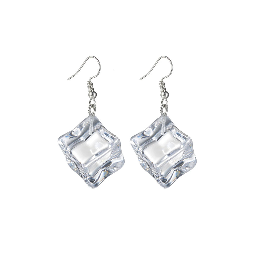Geometric Transparent Acrylic Fun Ice Cube Big Earrings Fashion Exaggerated Irregular Womens Jewelry 250715