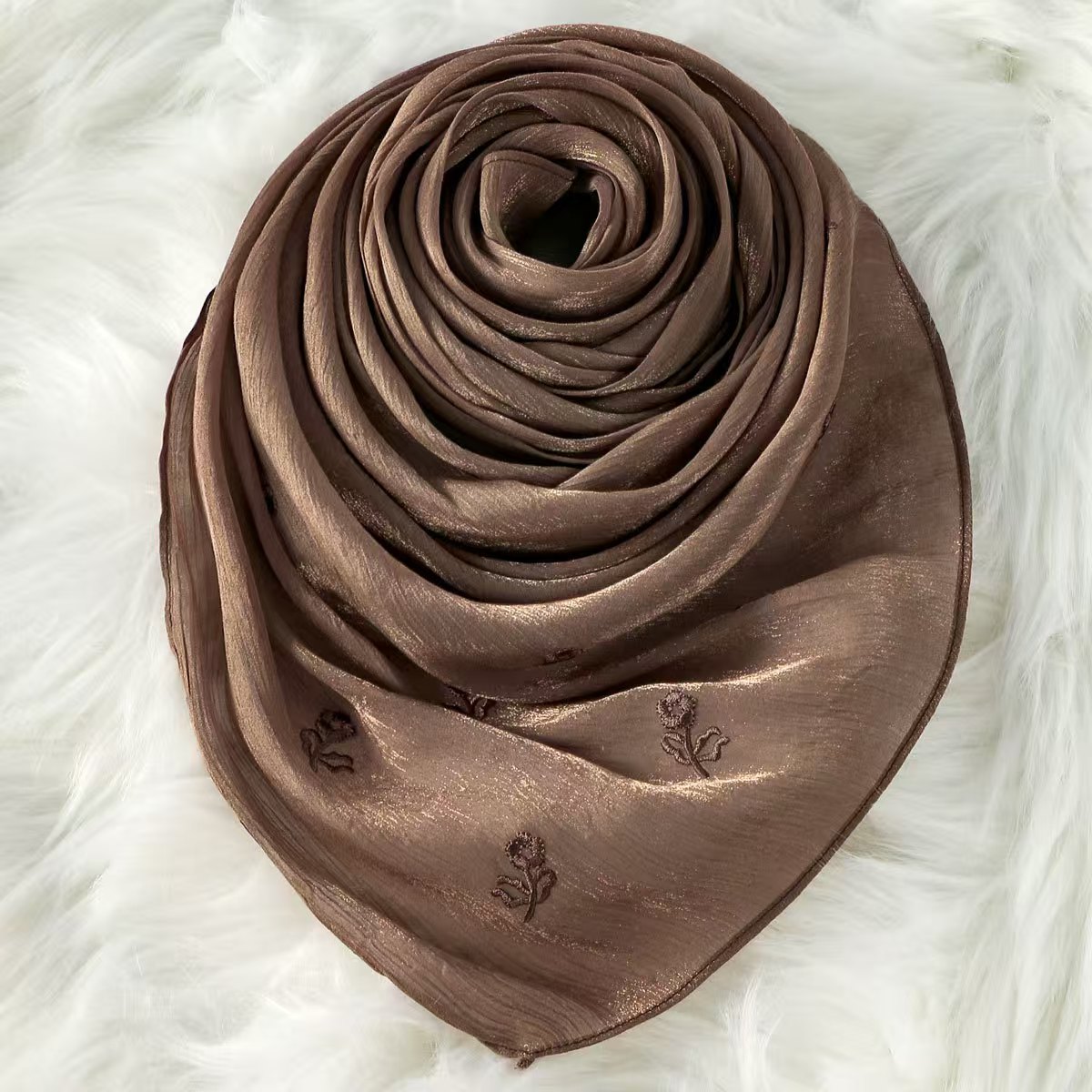 Y1312 New Rose Embroidery Chiffon Long Scarf All-match Fashion Thin Breathable Shawl Headscarf