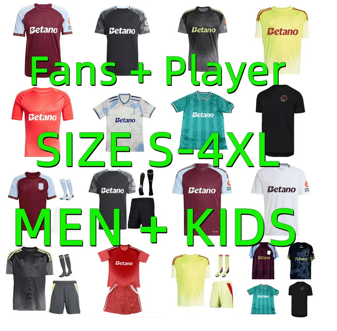 2025 2026 Astons villaes RASHFORD Soccer Jerseys KAMARA 24 25 26 Player version WATKINS McGINN BUENDIA MAATSEN MINGS MARTINEZ goalkeeper Football shirt Men kids kit