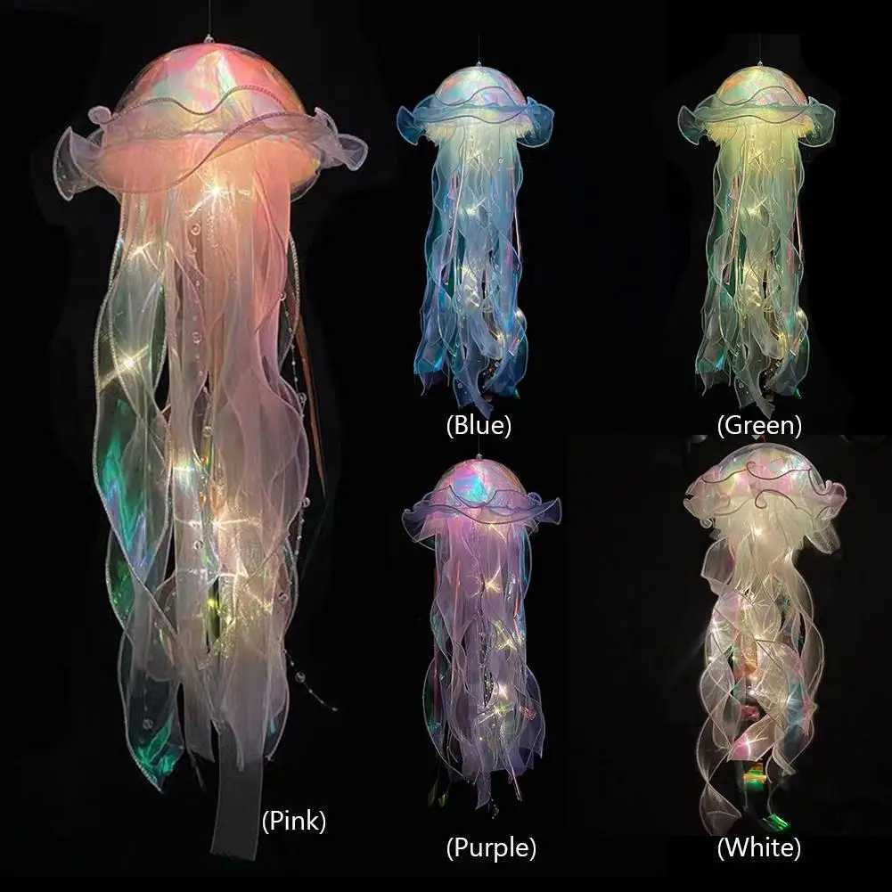 New RGB Gradient Jellyfish Lamp Decoration Creative Bedroom Atmosphere LED Night Light Festival Pendant Flower Lamp Decor XJ250725