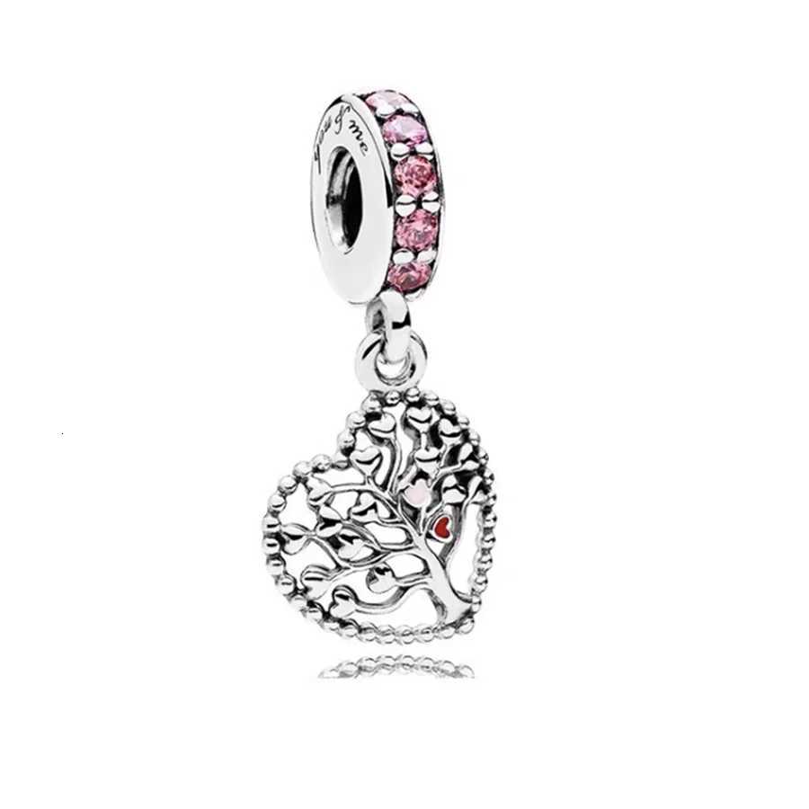 Hot Sale Fashion Bead Sparkling Family Tree Dangle Charm Fits Original 925 Sterling Silver European Bracelet Jewelry DIY Making XJ250726