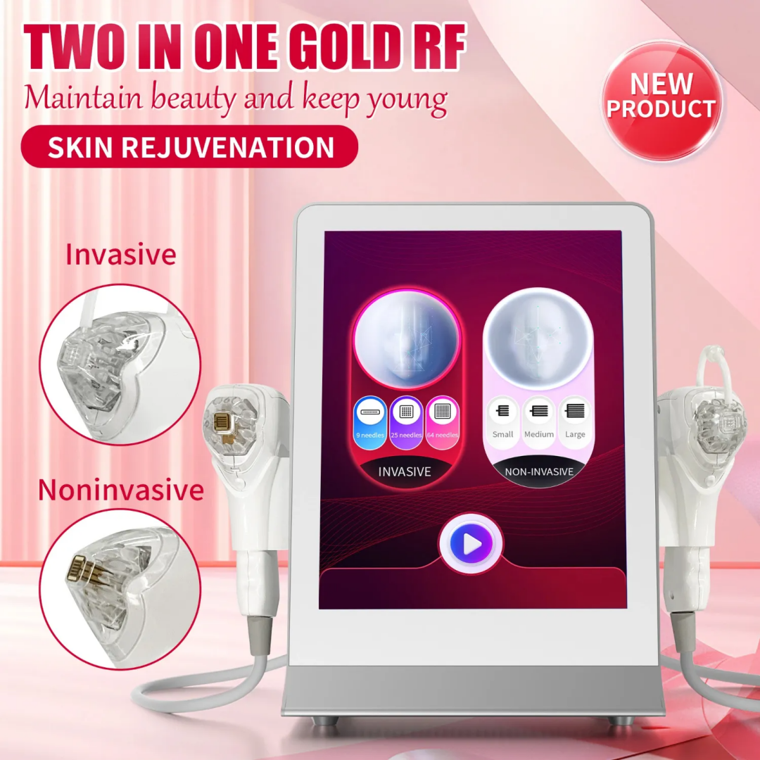 2 In 1 Gold RF Ice Hammer Microneedles Needle Machine For Removing Stretch Marks Beauty Equipment Tightening Micro Needle Skin Machine