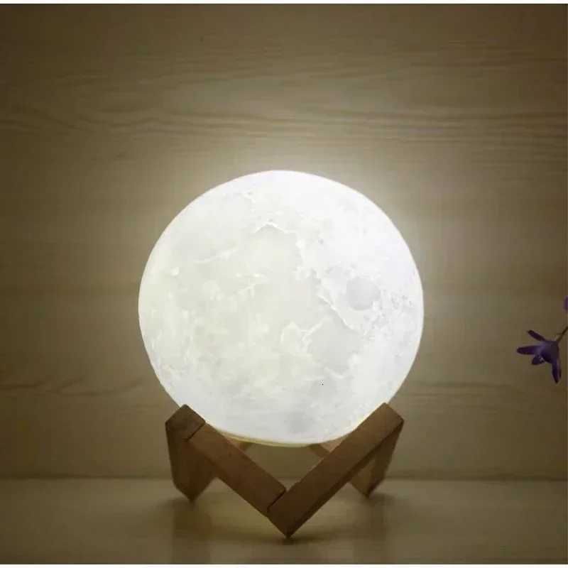 8CM LED Night Light 3D Print Moon Lamp Bedroom Decor MoonLight for Kids Gifts Decorations Creative Bedside Atmosphere Lighting XJ250725