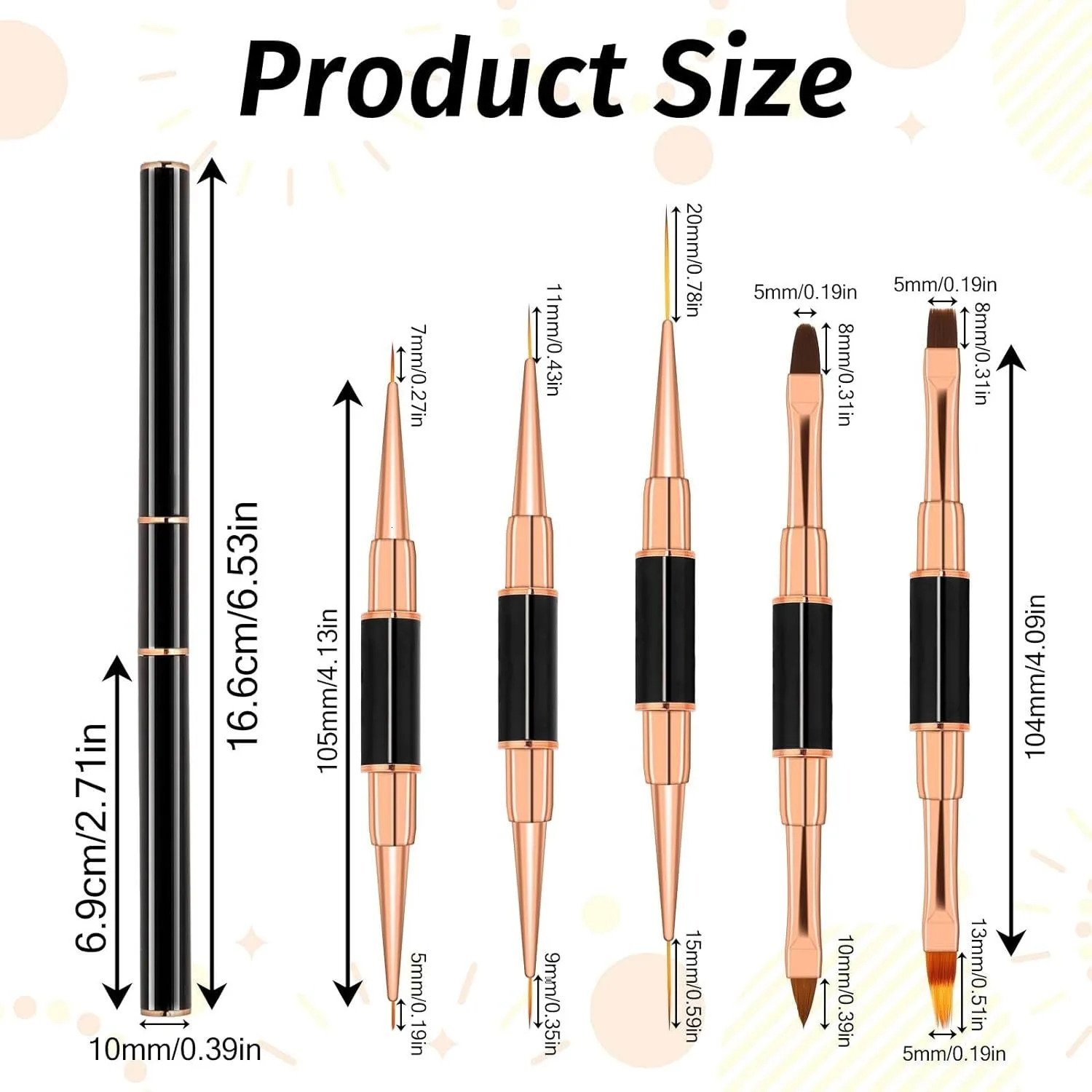 5-piece double head metal nail brush set nail brush nail polish brush gel making brush nail tool cleaning brush nail n 250716