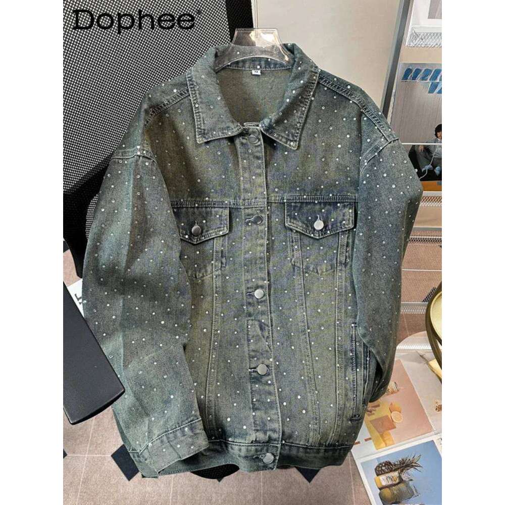 Male Chic Hot Dia Jackets Men's 2025 Autumn New High-End Retro Trendy Loose Lapel Coats Versatile Denim Jacket