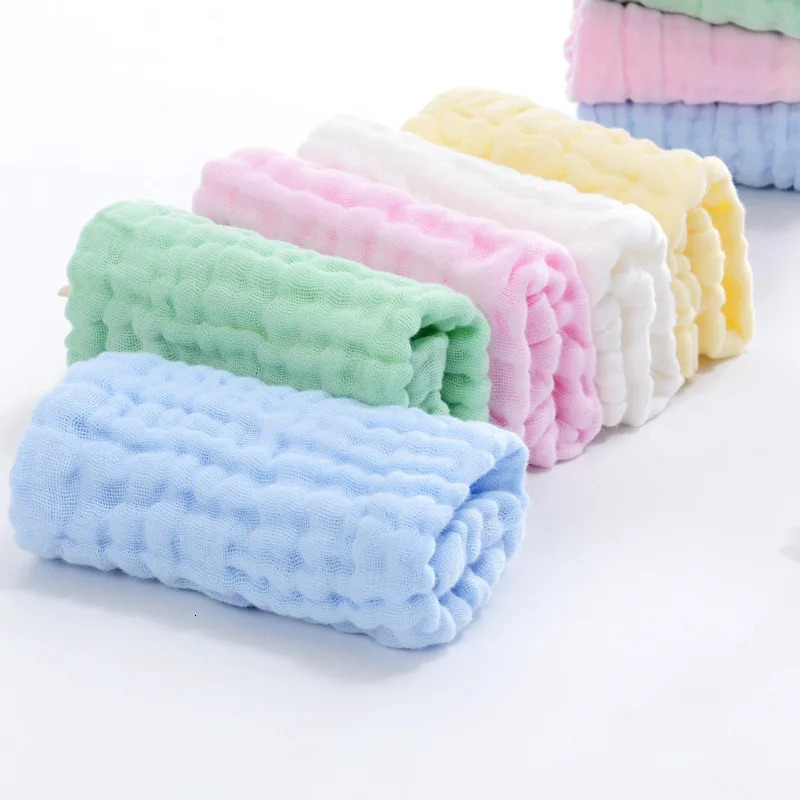 5pcs 100% Cotton Gauze Baby Towels 3030cm Square Soft Solid Color born Infant Face Wash Hand Bathing Towel Bibs Handkerchief 250725