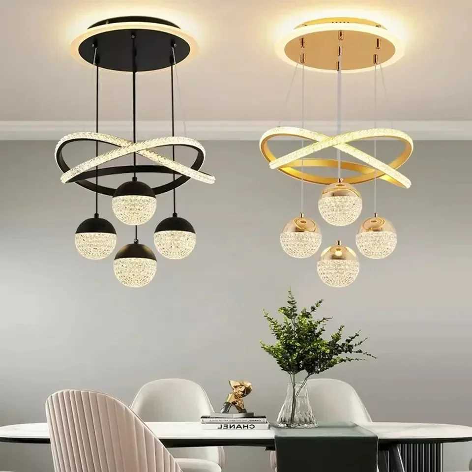 LED Lamp Dining Room Living Ring Dimmable Bedroom Kitchen Interior Linear Ceiling Round Modern LED Ring Chandelier Pendant Light XJ250725