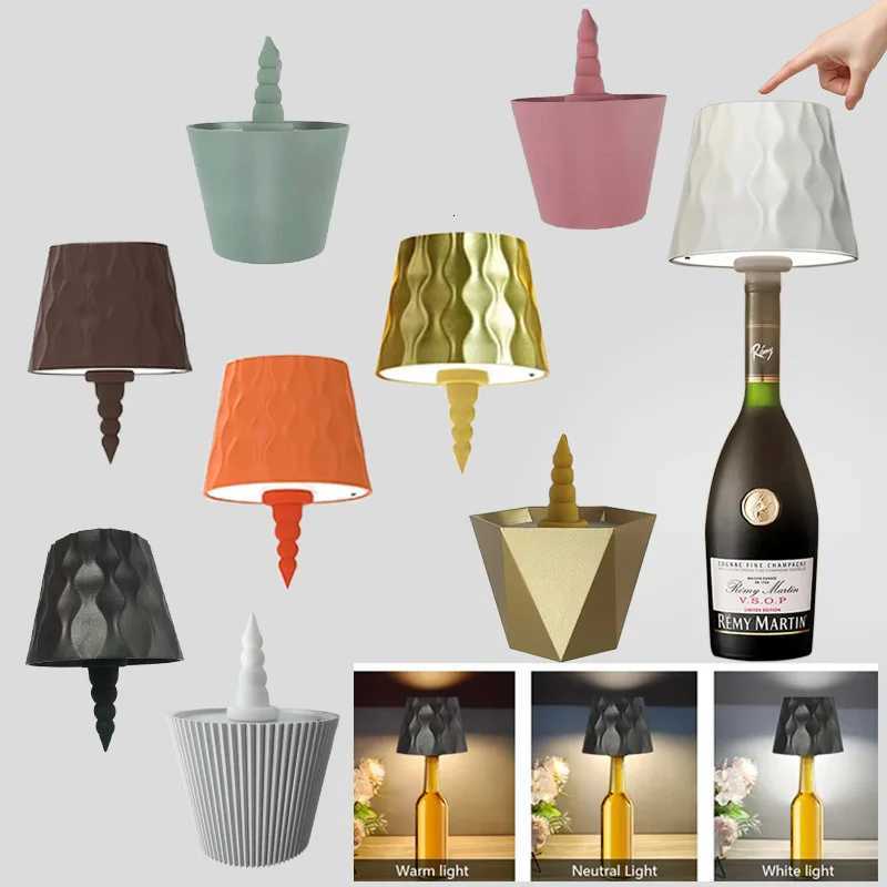 Modern Wireless Bottle Table Lamp Touch Control of 3 Colors and Stepless Dimming Night Lamp for Wine Bottles Decor Desk Lights XJ250725