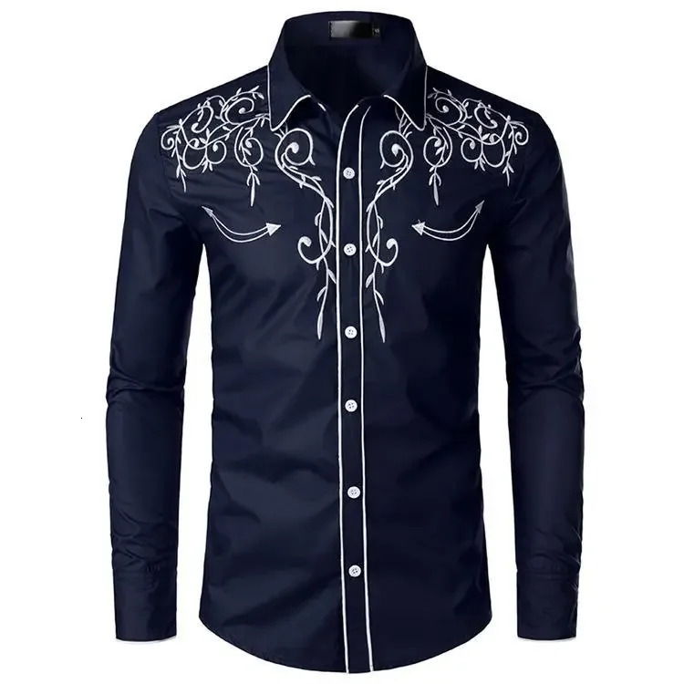 Fashionable Embroidery Shirt Casual Denim Western Style From China Large Size Leisure For Men 250725