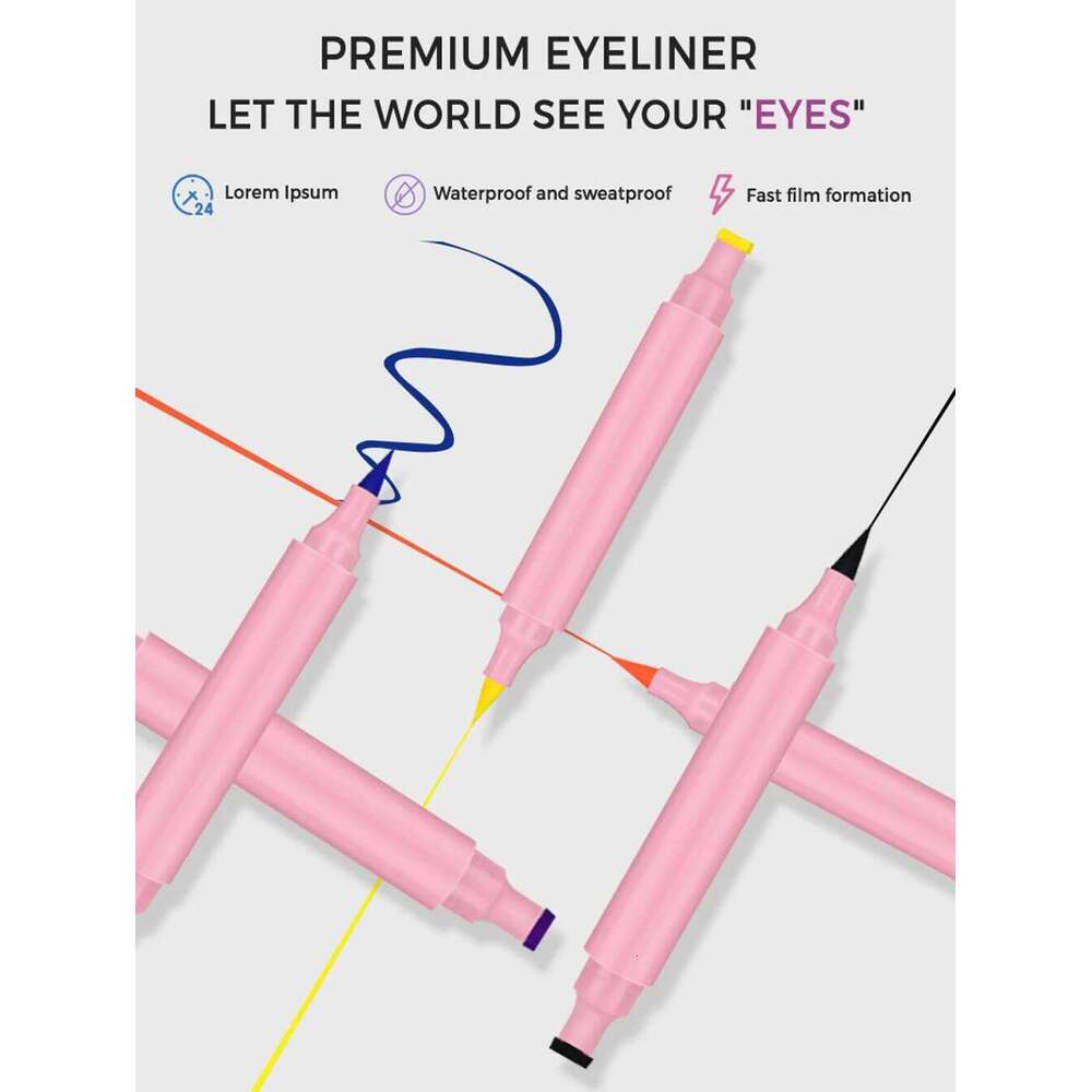 Private Label Triangle Stamp Liquid Eyeliner Custom Bulk Colorful Pink Box Fast Dry lticolor Waterpoof Eye Liner pen Makeup X250726