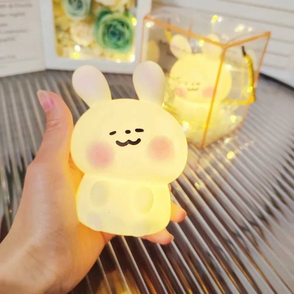 Big Face Rabbit Night Light Cute Silicone Rabbit Cartoon Soft Lamp Touch Night Light Childrens Sleep Light Room Decoration Gift XJ250725